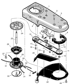 Cutter Drive Assembly Diagram and Parts List for TM6100X8B 2004 Briggs and Stratton Trimmer